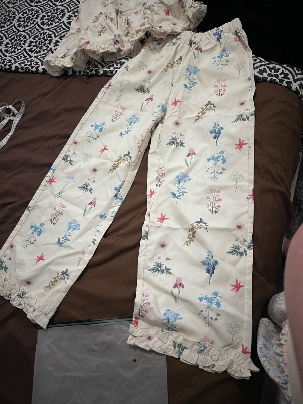 Girls Cream Floral Ruffle Set - Picture 2 of 9